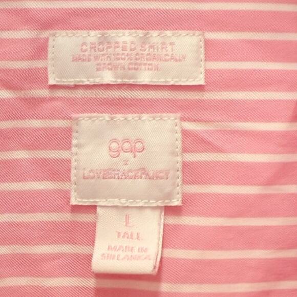 Gap × Loveshackfancy Baby Pink 100% Organic Cotton Cropped‎ Shirt Casual Easter - Picture 5 of 7
